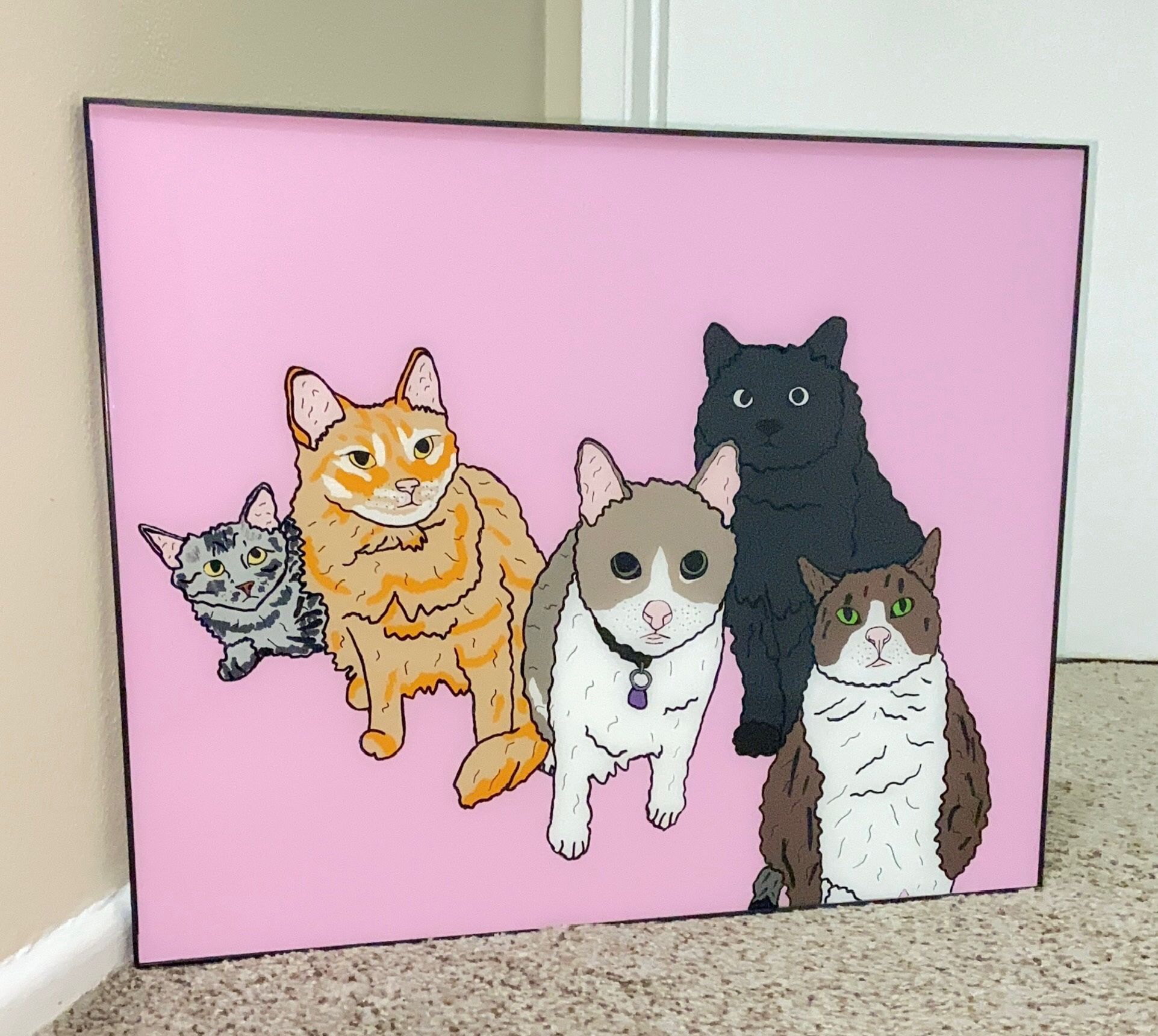 Glass Paintings, Friends, Family, Pets, Anime & Cartoon Portraits Available. LOCATED IN COVINA