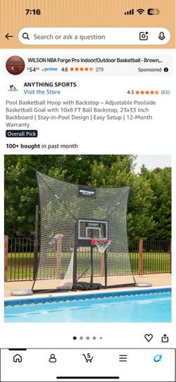 Pool basketball hoop