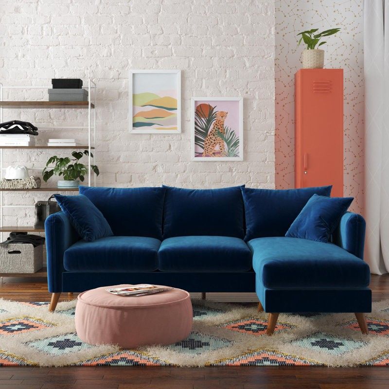 *Brand New* Novogratz Magnolia Blue Velvet Sectional