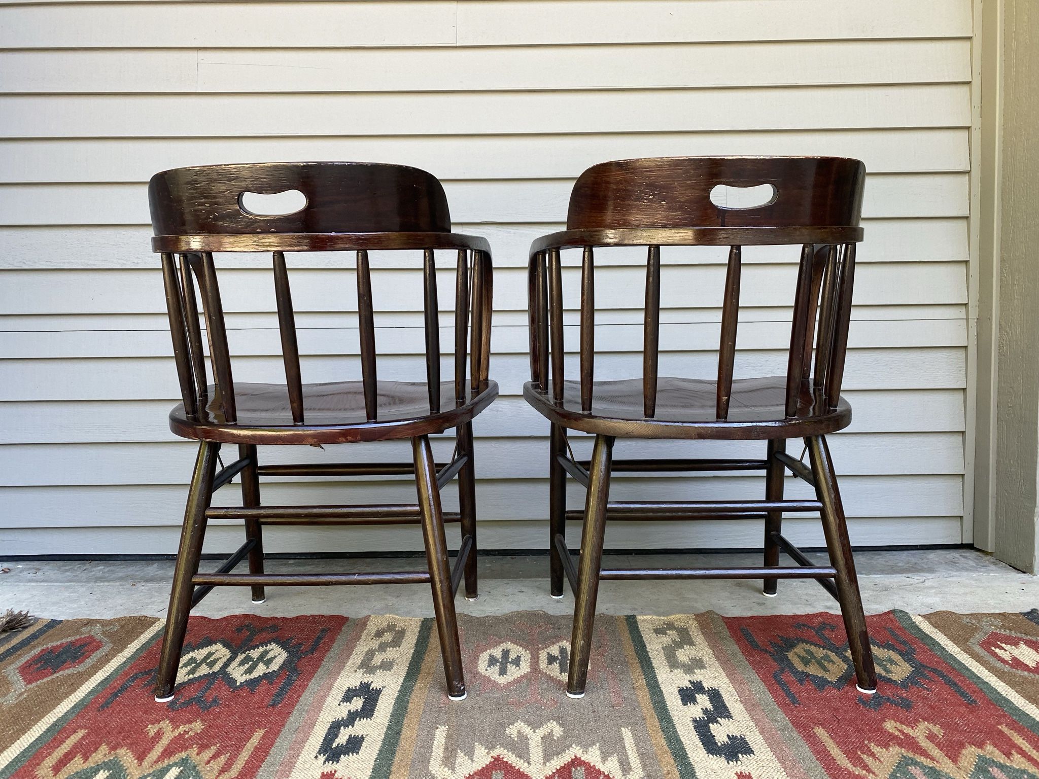 Pair of Vintage Boling Furniture Company Wood Firehouse Pub Chairs for