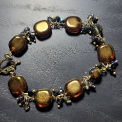 Handmade Beaded Copper Colored Bracelet 