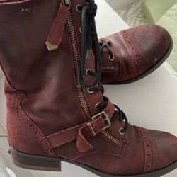 Aldo Burgundy Combat Boots