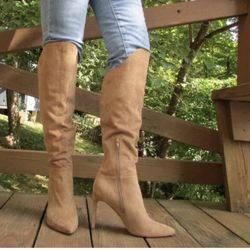 Nine West Teleena Tan Suede Heeled Boots