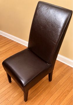 Brown Faux Leather Parson Dining Chair