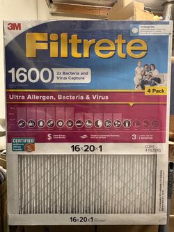 3M Filtrete MPR 1600 16x20x1 Air Filters – 4 Pack – NEW SEALED