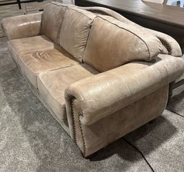 Leather Couch with nailhead trim