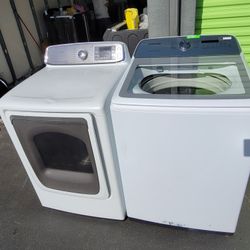 New Samsung Large Capacity Top Loading Washer And Used Like New Samsung Gas Dryer Set 