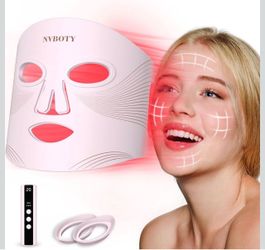 Red Light Therapy Mask, 4 Modes Portable Red Light Therapy for Face, 2000mAh Rechargeable Remote, Blue, Orange, 850NM Infrared & Red Light Mask, 400 L