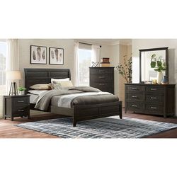 Brand New Walnut 4pc Queen Bedroom Set (Available In California & Eastern King)