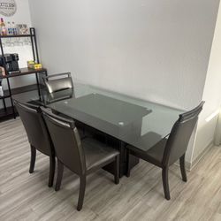 Glass top dining table set with 4 chairs!!