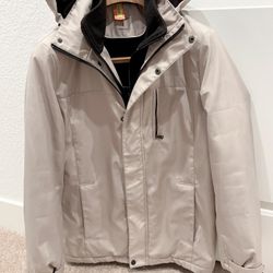CK Calvin Klein wind breaker Jacket LIght grey full zip winter top coat size S