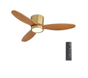 Wood Flush Mount Ceiling Fans with Lights(Gold+Beechwood, 36")
Low Profile Design,Remote Control, Quiet Reversible DC Motor, 3 Solid Wood Blades, 3CCT