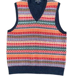 Brooks Brothers 100% Wool Men’s Multicolor Patterned Vest Size Large