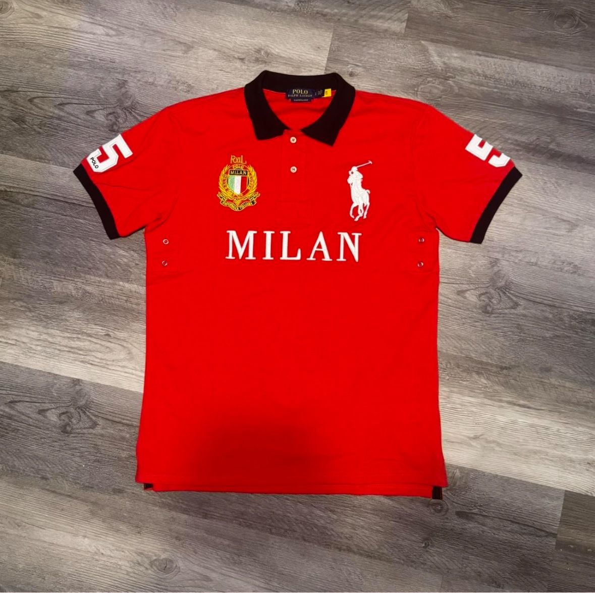 Ralph Lauren Milan Italy Big Pony Red Polo Shirt #5 Boys Sz L