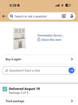 Homestyles White Kitchen Server Buffet with Hutch