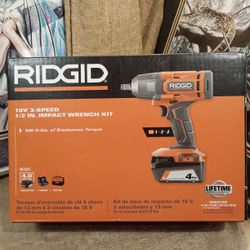 NEW RIDGID 18V 3-SPEED 1/2 IMPACT WRENCH KIT 