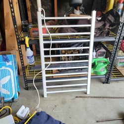 DELAVIN Wall Mounted Electric Towel Warmer, 12 Bar Towel Drying Rack(UL Certified), Home Bath Towel Heater, Plug-in/Hardwired, Mild Steel, White-Polis