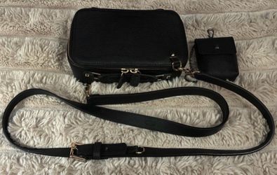 Bandolier Black Pebbled Leather Crossbody Set - Bundle