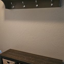 Entryway Bench And Shelf, Storage Containers Not Included Bench Has Some Wear And Tear From Placing Items On It 50.00 For The Set