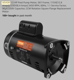 VEVOR 1.5 HP Pool Pump Motor 56Y Frame