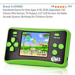Handheld Game for Kids Ages 4-10, 2025 Upgraded, 142 Classic Mini Games, TV Output, 2.5" LCD Screen, Portable Arcade System, Birthday for Children-Gre
