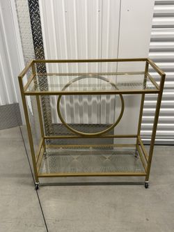 Alcohol Trolley Bar Cart 2 Tier Wheeled Bottle Organizer Display