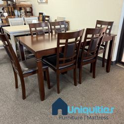 Espresso Dining Table Set With 6 Chairs 