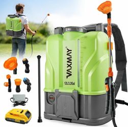 VAXMAY Battery Powered Backpack Sprayer 3.2 Gallon, 100 PSI Electric Garden Sprayer Compatible with DeWalt 20V Battery, Weed Yard Sprayer with 2 Wands