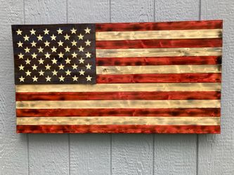 Large handmade wood flag