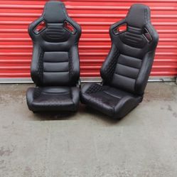 Universal Reclining Racing Seats, Right and Left, Vinyl and Leather