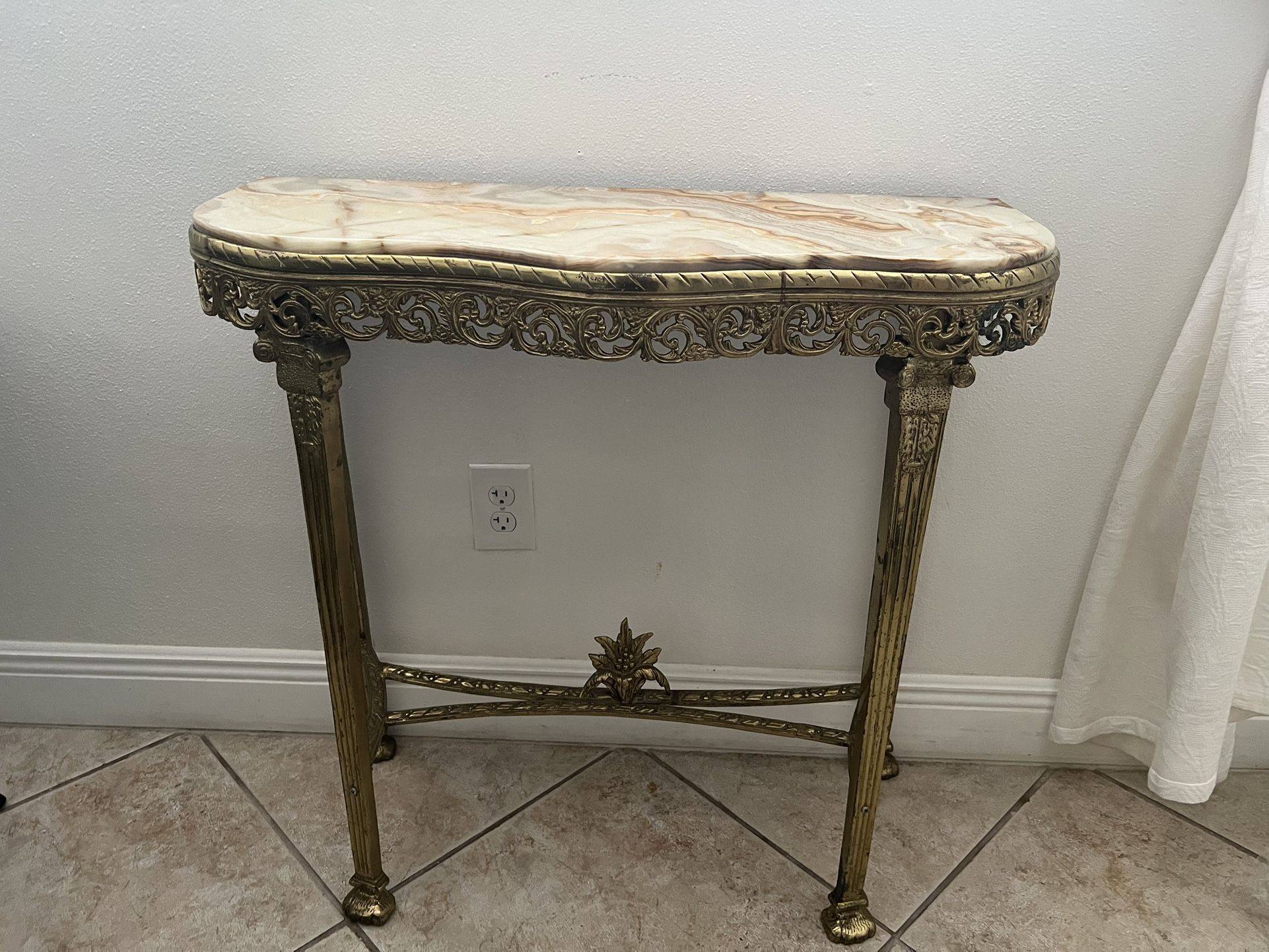 Gold Plated Marble Top Hall Table