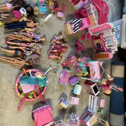 Huge lot Barbie Chelsea Playsets Furniture Cars Jeep Horses Instant Collection