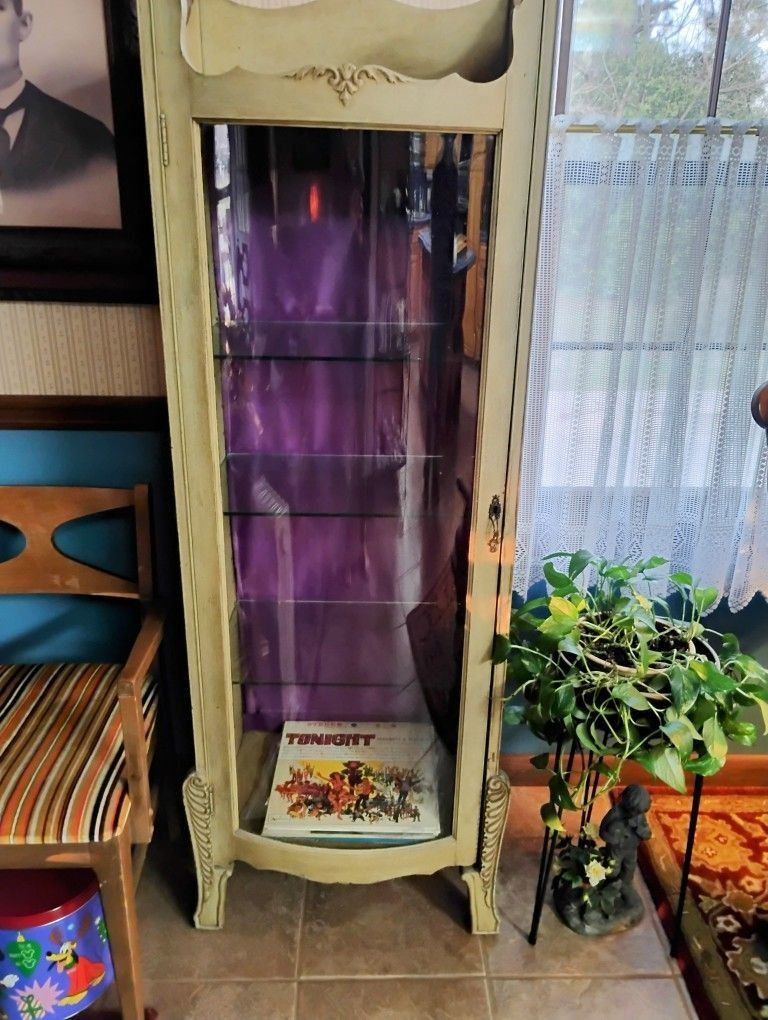 Antique Cabinet With Glass Shelves