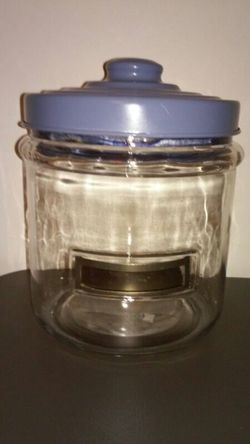 Glass Jar with Blue Metal Lid