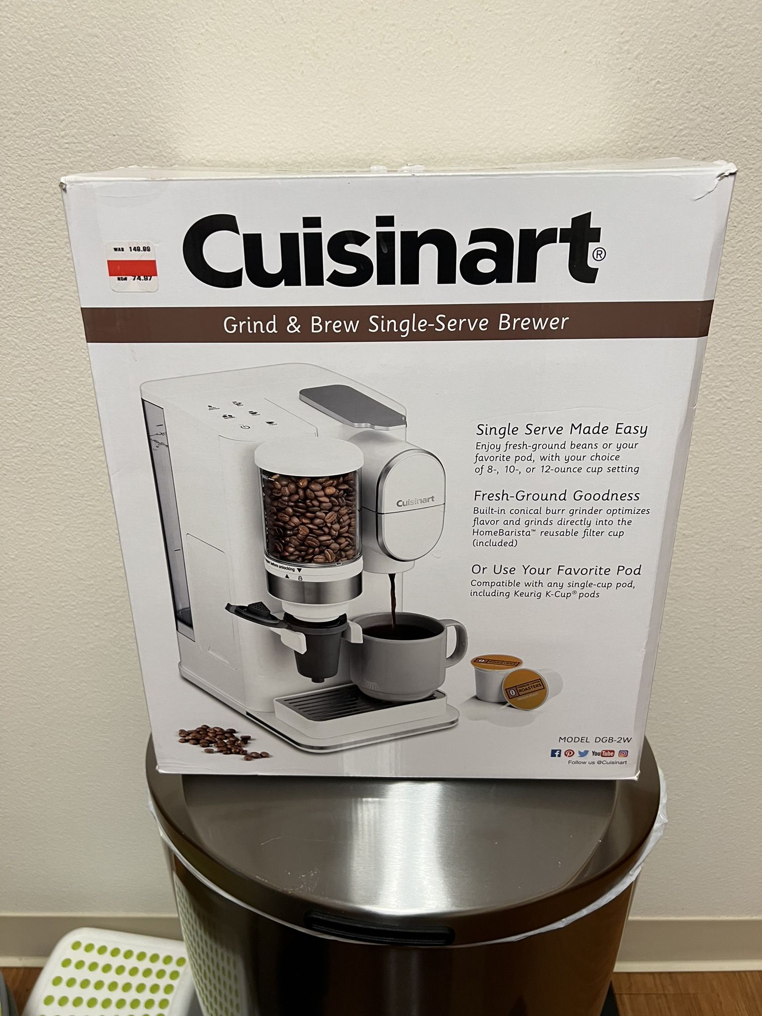Cuisinart Single Serve Coffee Maker + Coffee Grinder, 48-Ounce