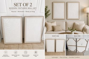 Set of 2 Modern Neutral Textured Wall Art Prints