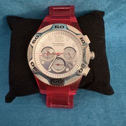 Fossil Blue CH-2481 Women’s Chronograph Watch – Red Transparent Band 