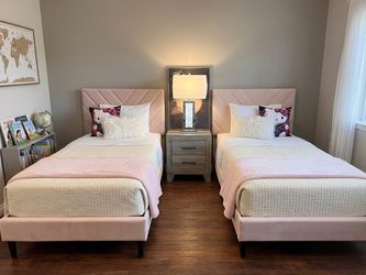 2 pink twin size bed frame