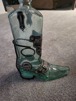 Collectible Empty Glass Tequila Boot with Shot Glasses