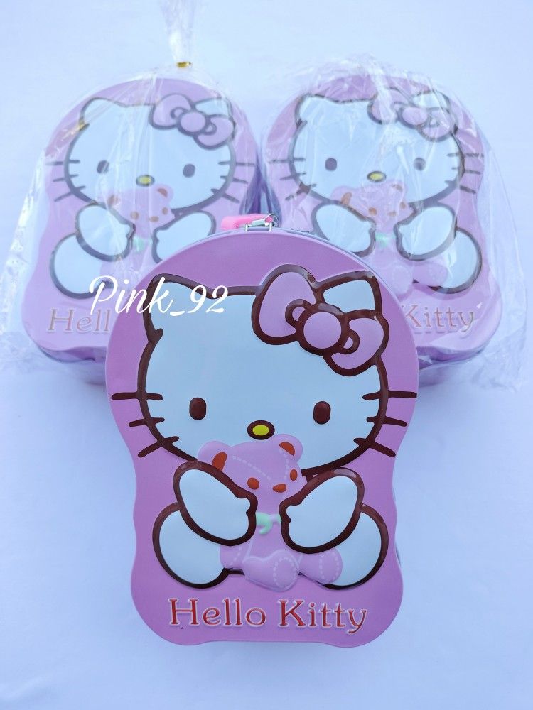 HELLO KITTY TIN PIGGY BANK π» STORAGE BOX w/ LOCK AND KEYS
