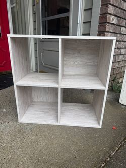 Whitewashed Wood-Look 4-Cube Storage Shelf
