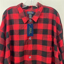 Polo Ralph Lauren Red Plaid Sleepwear Button Shirt 2XL