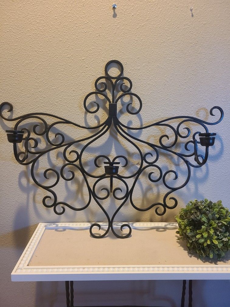 Rod Iron Candle Holder. Heavy!