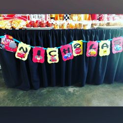 Banners cars, printables decorations, backdrops etc