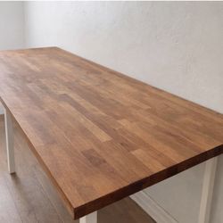 72” Butcher Block Table with White Steel Legs