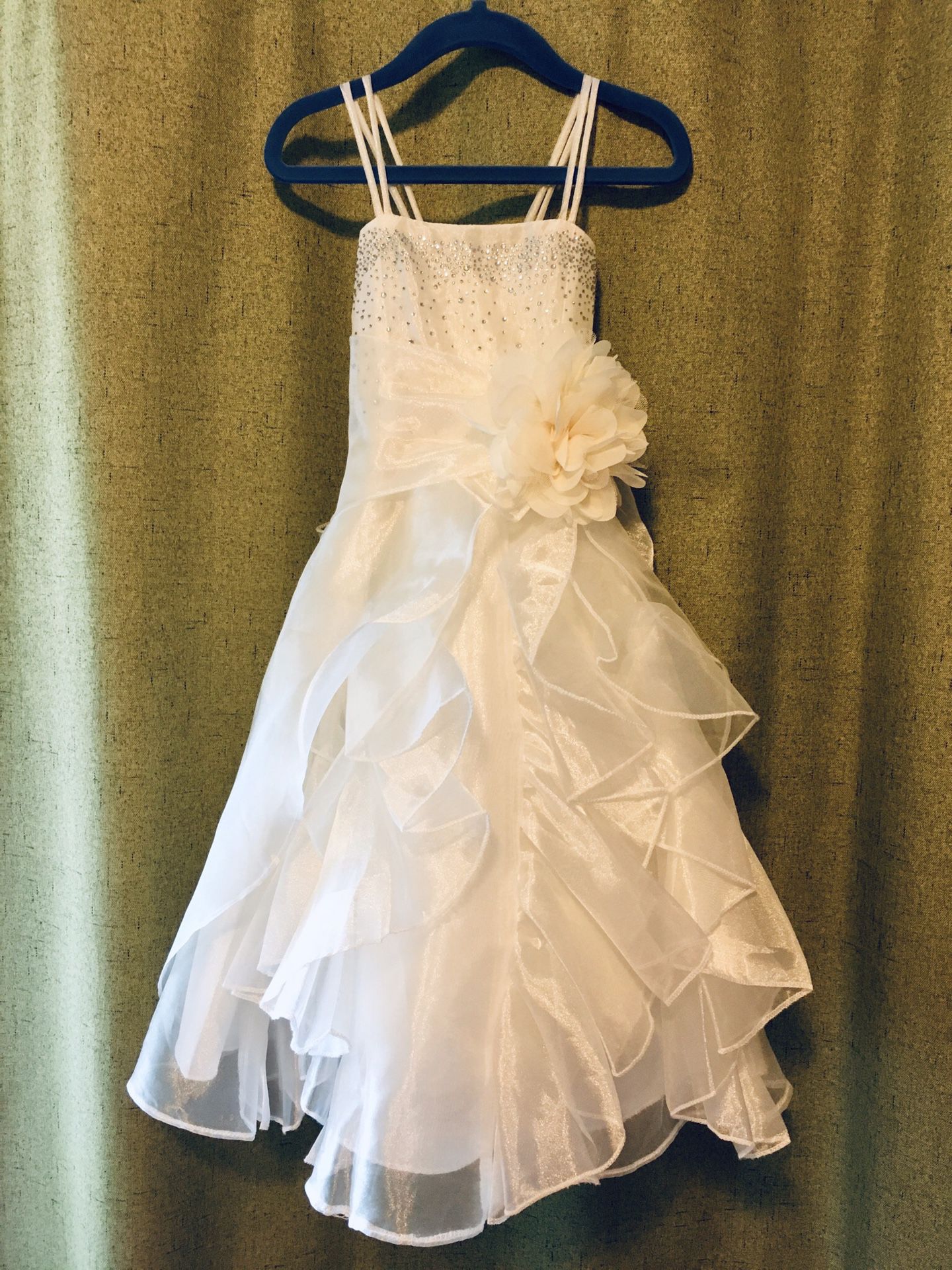 Size 2 toddler flower girl dress wedding communion party ivory color polyester