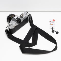 38" Custom Black Camera Strap "the cure 4 dropped cameras" w/Peak Design Anchors