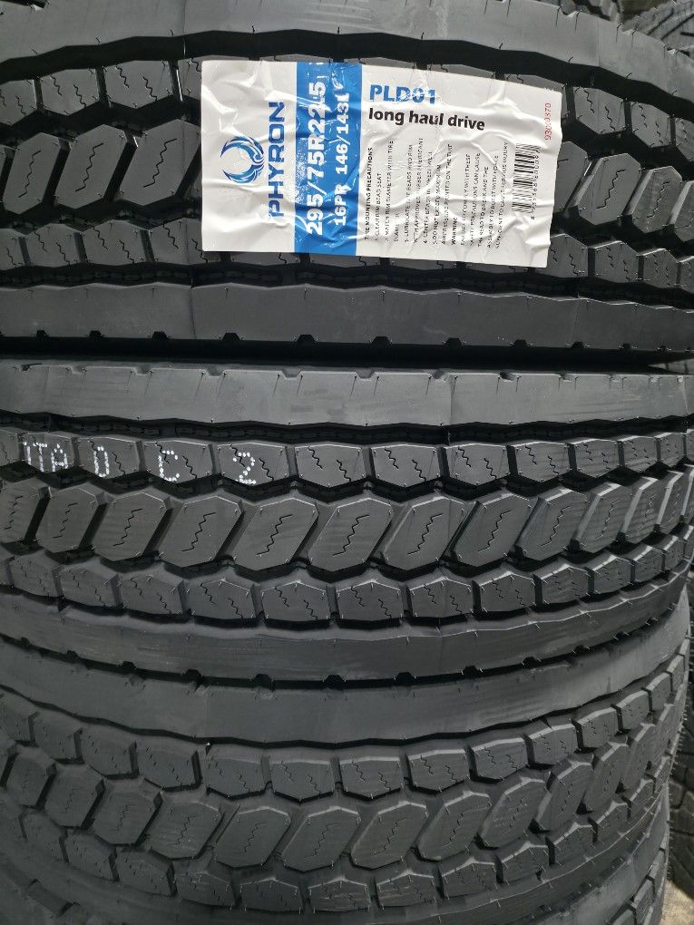 Phyron Drive Tires 295/75R22.5 16PLY, Phyron Trailer Tires 295/75/22.5 16ply