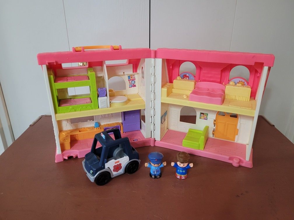 Fisher Price Little People Surprise & Sounds House With Police Car & Police Woman & Child