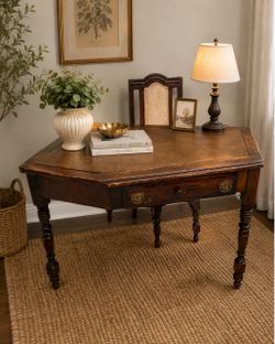 Antique Wood Writing Desk with Drawers